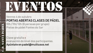 El viernes 4 de octubre, jornada de puertas abiertas para los cursos de pádel