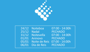 Horarios de apertura nos festivos e vísperas de festivos de Nadal