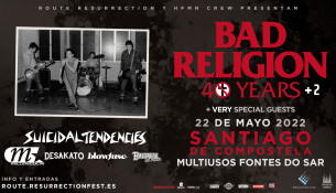 Nova data para o concerto de BAD RELIGION: o 22 de maio de 2022