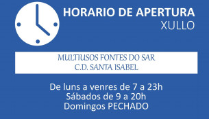 Horario de apertura en xullo