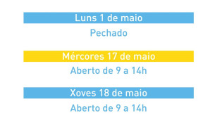 Toma nota do noso horario de festivos en maio