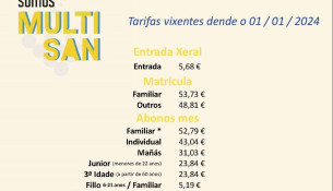 Tarifas vixentes a partir do 1 de xaneiro de 2024